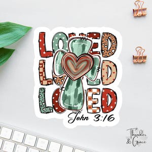 Adesivo "Sei amato", adesivi con affermazioni, adesivo per laptop, Giovanni 3:16, pacchetto di adesivi della Bibbia, adesivi per diario della Bibbia, adesivo per auto, adesivo per le Scritture