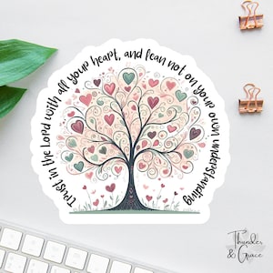 Trust In The Lord With All Your Heart Sticker, Christian Sticker, Boho Bible Sticker, Faith Sticker, Religious Decal, Bible Study Decal