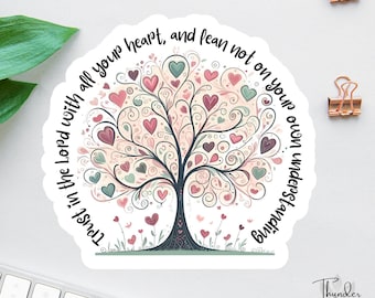 Trust In The Lord With All Your Heart Sticker, Christian Sticker, Boho Bible Sticker, Faith Sticker, Religious Decal, Bible Study Decal