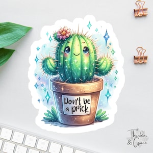 Don't be a Prick Aufkleber, Kawaii Kaktus Liebhaber, Angst Aufkleber, sarkastischer Aufkleber, lustiger Laptop Aufkleber, Chaos Koordinate, antisozialer Club