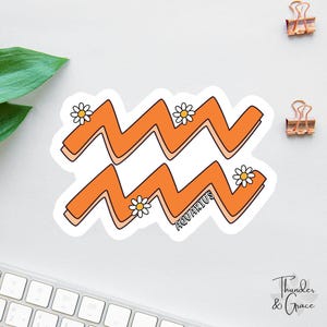 Aquarius Sticker, Retro Zodiac Stickers, Kindle Addict Sticker, Stickers For Tablets, Book Lover gift, Bookish Sticker, Astrology Lover Gift