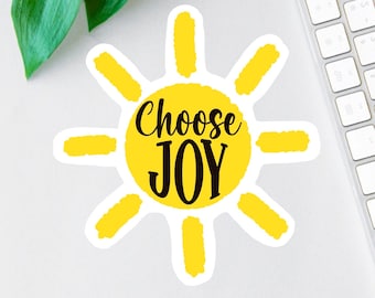 Choose Joy Decal | Boho Sunshine Laptop Sticker | Mindfulness Water Bottle Label | Sunshine Sticker Pack | Retro Sun Car Decal, Spread Joy