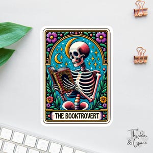 Booktrovert Sticker, The Reader, Tarot Card Sticker, Book Lover Decal, Laptop Decal, Gifts For Readers, Water Bottle Decal, Teacher Sticker