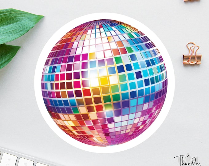 Disco Ball Sticker, Disco Fan Gift, Disco Print, Best Friend Gift, Disco Ball Decor, Car Disco Ball Decal, Rainbow Disco Stickers Laptop
