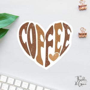 Adesivo per amanti del caffè, adesivo per caffè, adesivo per laptop, adesivo a forma di cuore per caffè, regali per baristi, regalo per la mamma, adesivo per insegnante
