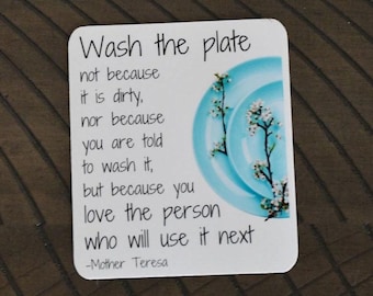 Wash The Plate Sticker or Magnet | Quote About Life | Inspirational Sticker | Wedding Decal | Love Quote | Do It Anyway | Wedding Favor