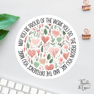 Sticker ou aimant Puissiez-vous être fier du travail que vous faites, Sticker assistante sociale, Fête des mères, Remerciement d'un enseignant, Sticker infirmière, Coeurs bohèmes