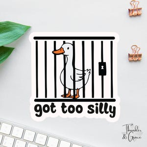 Naklejka Got Too Silly, Naklejka Silly Goose, Naklejka sarkastyczna, Zabawna naklejka na laptopa, Magnes dla współpracownika, Słodki, ale dziki, Fajne naklejki i magnesy