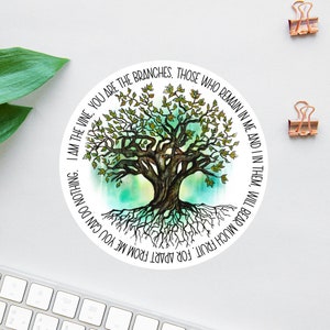 Adesivo Io sono la vite, Adesivo Gesù salva, Adesivo Albero della vita, Adesivi affermazione, Adesivo cristiano, Pacchetto adesivi Bibbia, Adesivo Giovanni 15:5