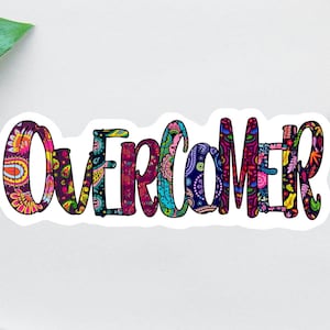 Adesivo Gesù, Adesivo Vincitore, Adesivi per laptop, Etichetta per bottiglia d'acqua floreale, Adesivo versetto della Bibbia, Adesivo cristiano, Regalo per battesimo, Forza