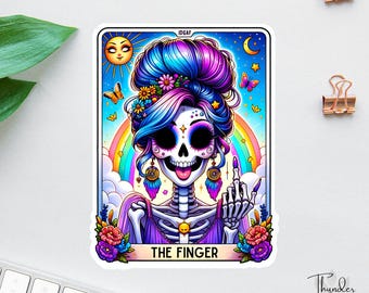 The Finger Tarot Card Stickers, Funny Tarot Card, Funny Mom Gift, Best Friend Gift, Ew Valentines Day, Single AF, Sarcastic Sticker, Gen X