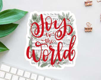 Joy To The World Sticker, Christmas Carol Sticker, Christian Sticker, Stocking Stuffer, Secret Santa, Jesus Sticker, Secret Santa Gift