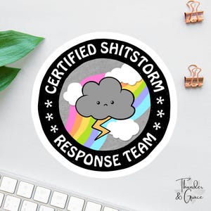Adesivo certificato Shitstorm Response Team, Adesivo Dumpster Fire, Adesivo Ansia, Adesivo Sarcastico, Adesivo Divertente per Laptop, Coordinatore del Caos