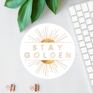 Stay Golden Decal,  Boho Sunshine Laptop Sticker, Mindfulness Water Bottle Label, Sunshine Sticker Pack, Retro Sun Car Decal, Choose Joy