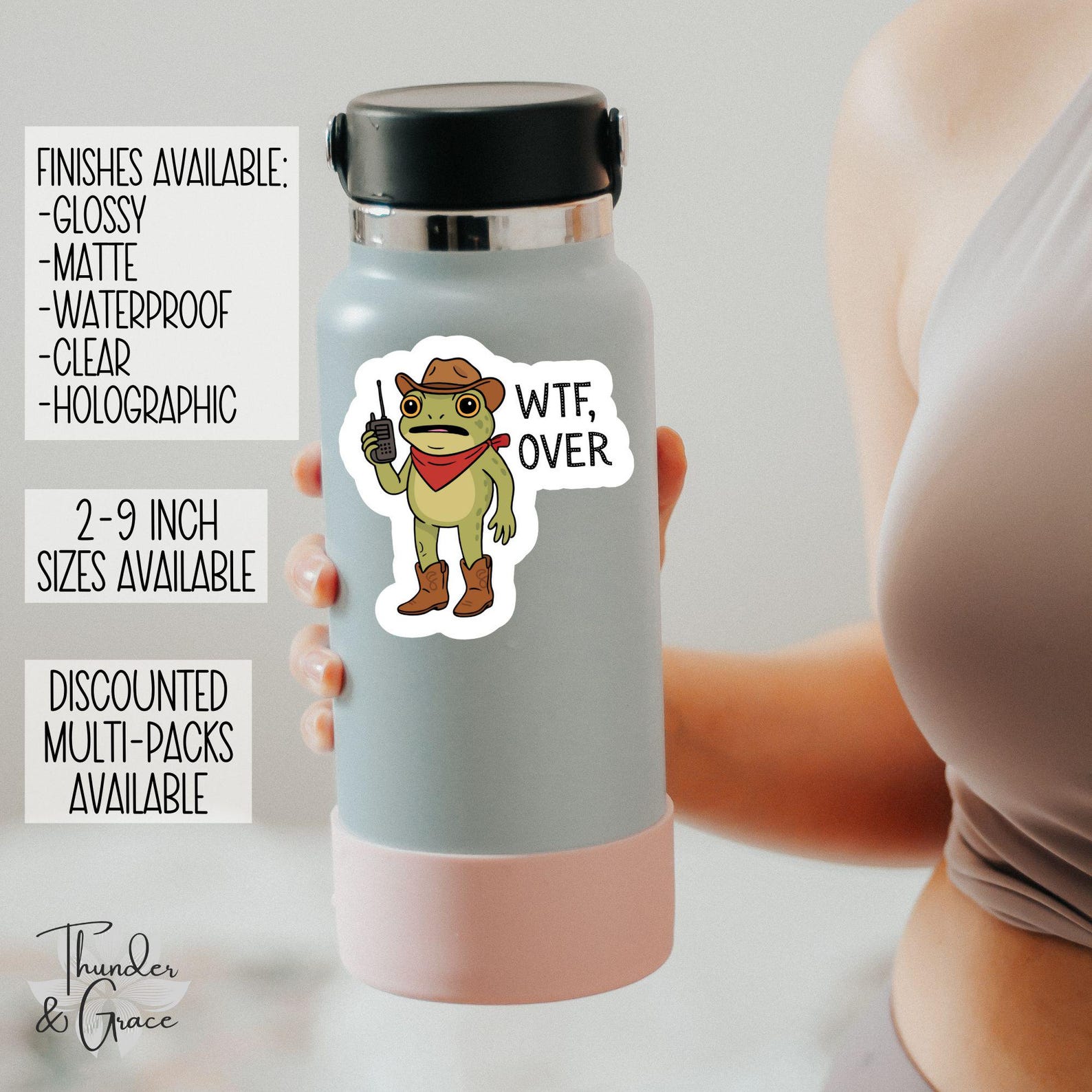 Wtf Over Rabbit WTF Over Sticker or Magnet: Funny Cowboy Frog Meme Walkie Talkie Decal ...