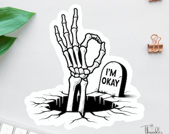 It's Fine, I'm Fine, Everything Is Fine Decal, Funny Office Decal, Funny Mom Gift, Skull Laptop Decal, Water Bottle Decal, Sarcastic Sticker
