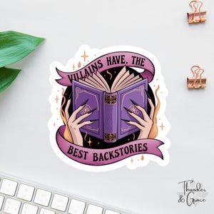Aufkleber für Bücherwürmer, Aufkleber „Bösewichte haben die besten Hintergrundgeschichten“, Aufkleber für Bücherliebhaber, Laptop-Aufkleber, Geschenke für Leser, Lustiger Kindle-Aufkleber