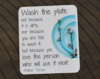 Wash The Plate Sticker or Magnet | Mother Teresa Quote | Inspirational Sticker | Wedding Decal | Love Quote | Do It Anyway | Wedding Favor