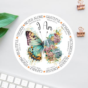 I Am Sticker, Affirmation Stickers, Clear Laptop Sticker, Water Bottle Label, Bible Sticker Pack, Bible Journal Decals, Car Decals For Women