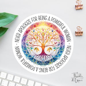 Feministischer Aufkleber, Starke Frau Aufkleber, Regenbogen Mandala Baum des Lebens Aufkleber, RBG Aufkleber,