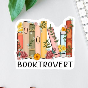 Booktrovert Sticker, Floral Book Sticker, Book Lover Decal, Laptop Decal, Gifts For Readers, Water Bottle Decal, Teacher Tumbler Sticker