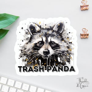Adesivos de Panda do Lixo, Adesivos Engraçados de Guaxinim, Presentes Engraçados para Ela, Presente para Melhor Amiga, Adesivo para Garrafa de Água, Presente para Amante de Guaxinins, Adesivo Sarcástico