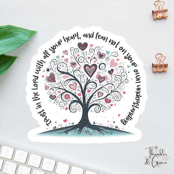 Pegatina "Confía en el Señor con todo tu corazón", pegatina cristiana, paquete de pegatinas bíblicas, pegatina de fe, pegatina religiosa, pegatina de estudio bíblico