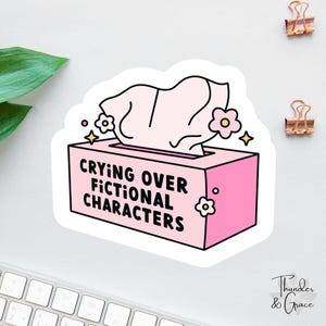 Pegatina de libros, Llorando por personajes de ficción, Pegatina para amantes de los libros, Pegatina para portátil, Regalos para lectores, Lectores obscenos, Pegatina divertida para Kindle