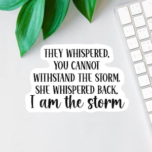 I Am The Storm Stickers, Warrior Quote, Womens Rights, Laptop Decal, Uplifting Water Bottle Decal, Feminism Decal, Car Decal, Clear Label