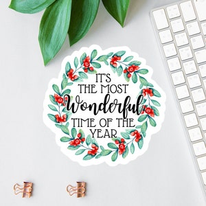 Es ist die wunderbarste Zeit Aufkleber, Weihnachtsaufkleber, Urlaub Laptop Aufkleber, Frohe Feiertage Magnet, Wasserflasche Aufkleber, Winter Vibes