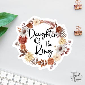 Pegatina de la hija del rey, pegatina de afirmación, pegatina para Kindle, pegatina para portátil, etiqueta para botella de agua, pegatina de Jesús, pegatina para diario bíblico