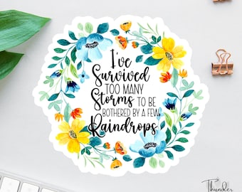 I Am The Storm Sticker, Warrior Quote, Womens Rights, Spring Flower Sticker, Uplifting Water Bottle Decal, Feminism Decal, Therapist Sticker
