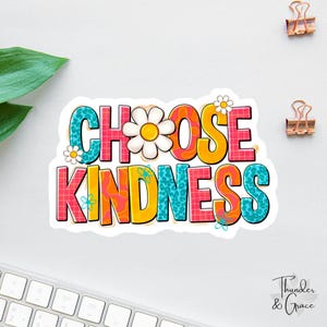 Choose Kindness Sticker, Affirmation Stickers, Laptop Sticker, Water Bottle Label, Be Kind Sticker, Teacher Sticker, Social Worker Sticker image 1