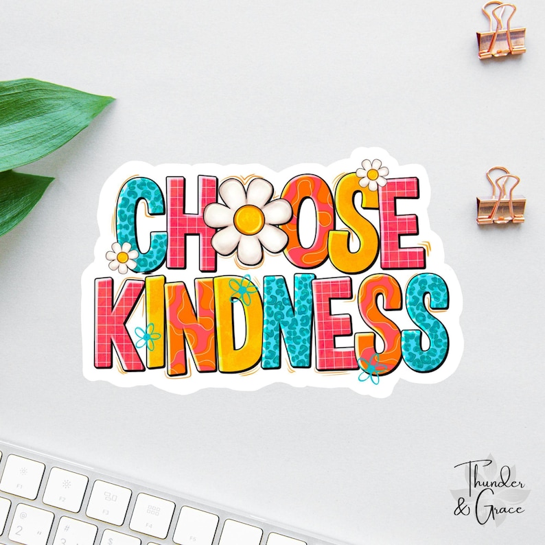 Choose Kindness Sticker, Affirmation Stickers, Laptop Sticker, Water Bottle Label, Be Kind Sticker, Teacher Sticker, Social Worker Sticker image 1