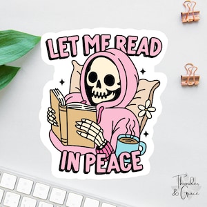 Adesivo para amantes de livros, Deixe-me ler em paz, Adesivo para ansiedade, Adesivo para quem ama livros, Presente para leitores, Adesivo engraçado para Kindle, Mais um capítulo