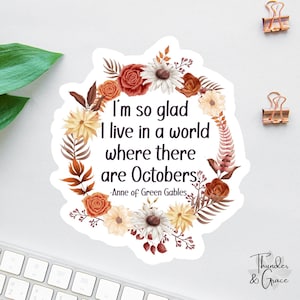 Anne Of Green Gables Sticker, Die Cut Sticker, Book Lover Decal, Laptop Decal, Gifts For Readers, Water Bottle Decal, English Teacher Gift