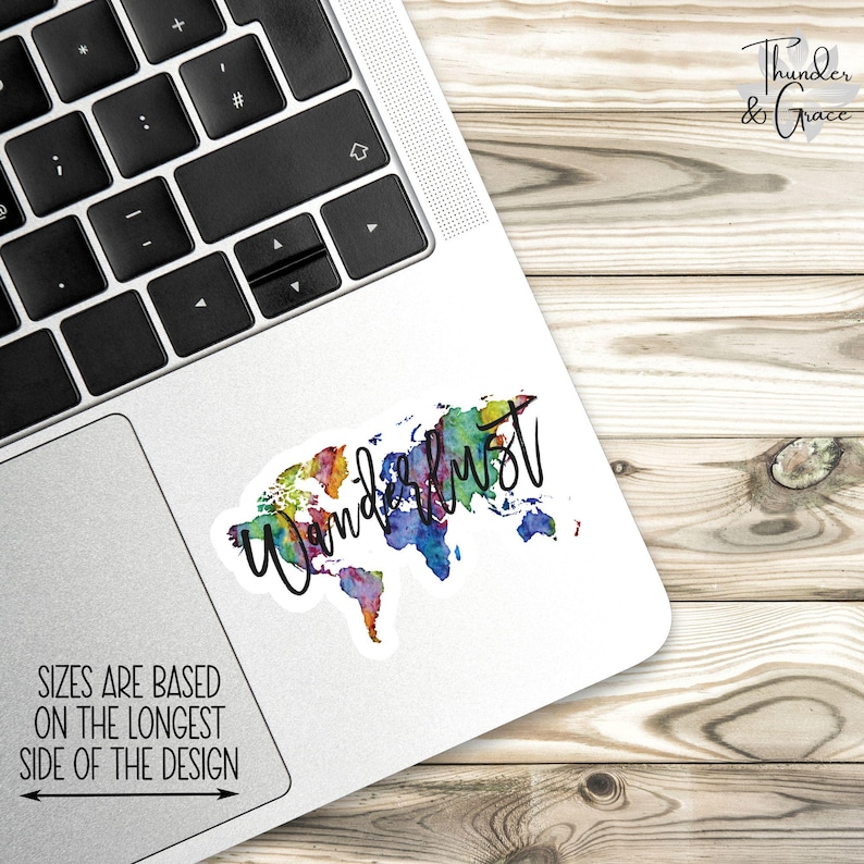 Wanderlust Sticker, Travel Decal, World Map Decal, Luggage Sticker, Suitcase Decal, Traveler Gift, Water Bottle Decal, Explorer Decal image 3