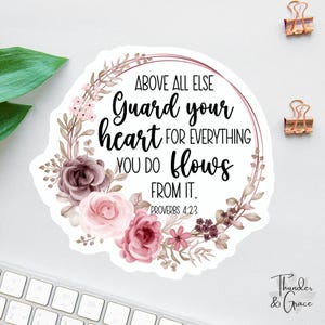 Above All Else Sticker, Bible Sticker Pack, Faith Stickers, Religious Decal, Pray Trust Wait Sticker, Christian Decal, Car decals for women