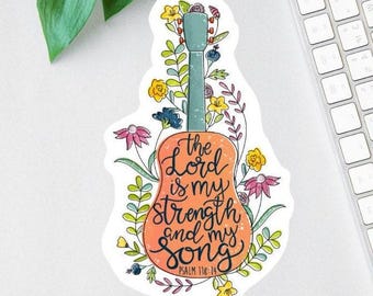 The Lord Is My Strength Sticker, Bible Sticker Pack, Faith Sticker, Jesus Sticker, Psalm 118:14 Sticker, Christian Label, Kindle Sticker