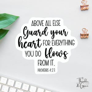 Above All Else Sticker, Bible Sticker Pack, Faith Stickers, Religious Decal, Pray Trust Wait Sticker, Christian Sticker, Scripture Magnets