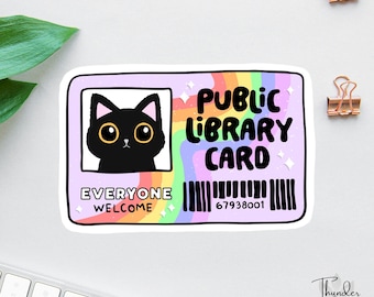 Library Card Sticker, Cute Cat Sticker, Bookish Sticker, Easily Distracted by Cats and Books, Laptop Decal, Smut Reader, Kindle Sticker