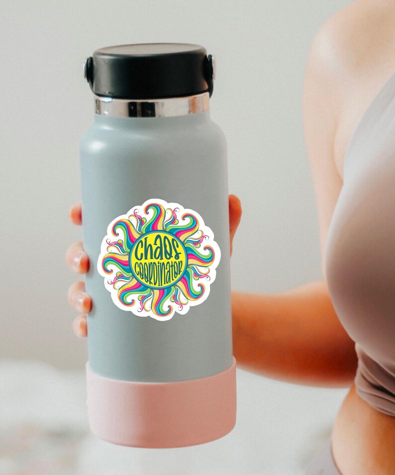 Chaos Coordinator Sticker, Rainbow Sunshine Magnet, Funny Boss Gift, Laptop Decal, Teacher Tumbler Sticker, Water Bottle Sticker, Car Decal image 2