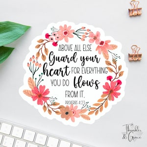 Above All Else Sticker, Bible Sticker Pack, Faith Stickers, Religious Decal, Pray Trust Wait Sticker, Christian Label, Scripture Magnets