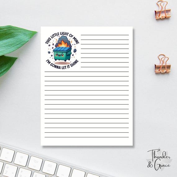 This Little Light Of Mine Notepad, Dumpster Fire, Chaos Coordinator Gift, Employee Appreciation, Sarcastic Work Meeting Notepad, Funny