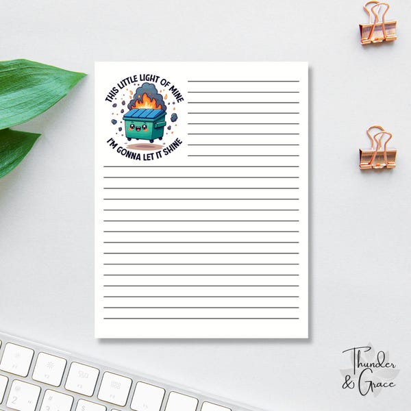 This Little Light Of Mine Notepad, Dumpster Fire, Chaos Coordinator Gift, Employee Appreciation, Sarcastic Work Meeting Notepad, Funny