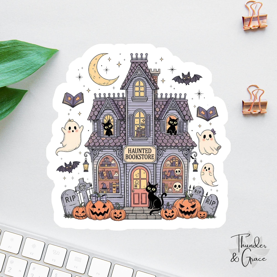 Haunted Bookstore Sticker or Magnet, Cute Ghost Kindle Sticker - Etsy