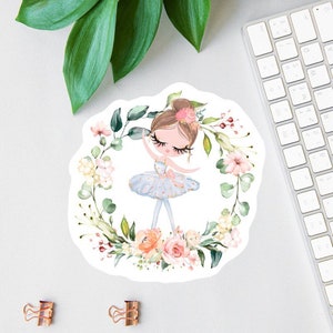 Pegatina de bailarina floral, pegatina para portátil, etiqueta bonita para botella de agua, paquete de pegatinas de bailarina, regalo para mejor amiga, regalo para recital de baile, imán de baile