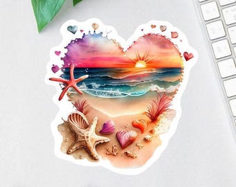 Ocean Sunset Sticker, Beach Sticker Pack, Make Waves Decal, Retro Sunset Magnet, Summer Label, Beach Lover Magnet, Water Bottle Label, Salty