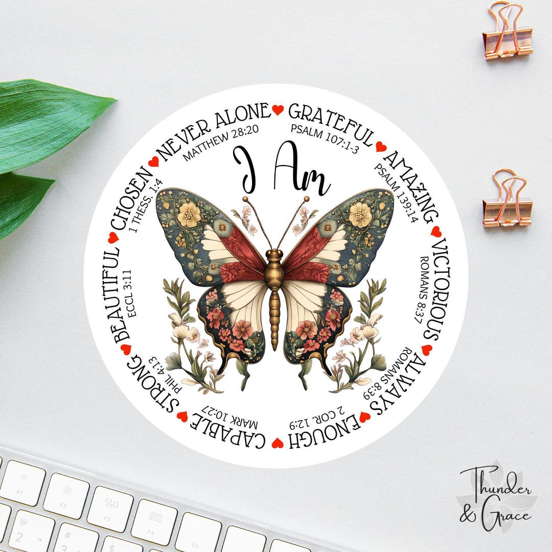 I Am Sticker, Affirmation Stickers, Cottagecore Butterfly, Laptop ...