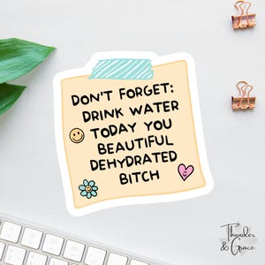 Pegatina divertida de autocuidado, bebe agua hoy, pegatina de ansiedad, pegatina de fitness, pegatina para portátil, pegatina de afirmación, pegatina divertida para Kindle